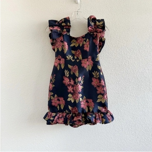 V. Chapman Hollyhock Mini Dress Baroque Rose Floral Brocade NWT - Picture 4 of 12